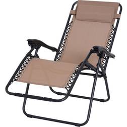 OutSunny Zero Gravity Lounger w/ Head Pillow Beige