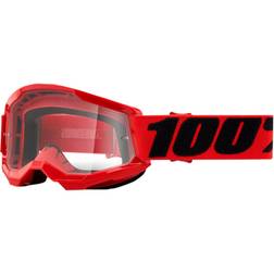 100% Goggles 100% STRATA 2 JUNIOR RED (Transparent Glass Anti-Fog, LT 88% -92% (NEW)