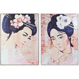 Dkd Home Decor Maleri Lærred Geisha (2 pcs) (103.5 x 4.5 x 144 cm) Billede