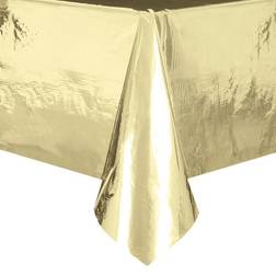 Unique Foil Plastic Tablecloth, 108 x 54 in, Gold, 1ct