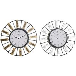 Dkd Home Decor Väggklocka Glas Silvrig Gyllene Järn (40 x 6.4 x 40 cm) (2 pcs) Väggklocka 40cm