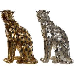 Dkd Home Decor Prydnadsfigur Silvrig Svart Gyllene Leopard Harts (36 x 28 x 52 cm) (2 pcs) Prydnadsfigur