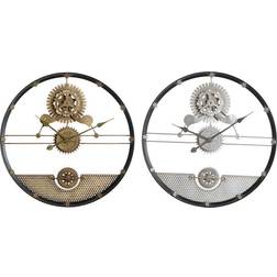Dkd Home Decor Väggklocka Silvrig Gyllene Järn Drev (2 pcs) (60 x 5 x 60 cm) Väggklocka