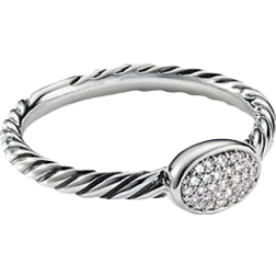 David Yurman Large Cable Hoop Earrings - Silver/Diamonds