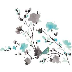 RoomMates RMK2687SCS Blossom Watercolor Bird Branch Peel