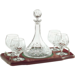 Galway Crystal Longford Miniature Brandy Decanter Tray Set Serving 6pcs