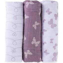 Ely's & Co. Lavender Butterfly Design Cotton Muslin Swaddle Blanket 3-pack