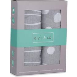 Ely's & Co. Pack N Play Mini Crib Sheet Set Grey & White Abstract Stripes & Dots 2-pack 24x38"