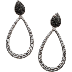 John Hardy Sterling Silver Classic Chain Drop Earrings with Black Sapphire & Black Spinel