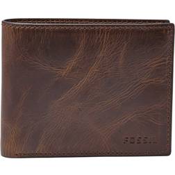 Fossil Derrick RFID Bifold with Flip ID Wallet - Dark Brown