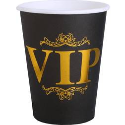 Santex VIP thema feest wegwerp bekertjes 10x stuks 270 ml karton goud/zwart themafeest