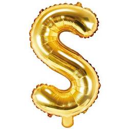 PartyDeco Guld S Bokstavsballong 35 cm