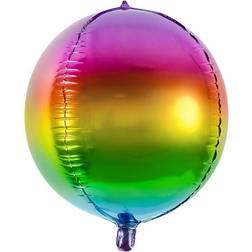 PartyDeco Rund regnbue folieballon 40 cm