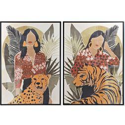 Dkd Home Decor Maleri Dame Tiger (2 pcs) (103.5 x 4.5 x 144 cm) Billede