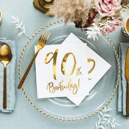 PartyDeco Servetten 90th Birthday Goud (20st)