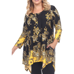 White Mark Paisley Scoop Neck Tunic Top Plus size - Yellow