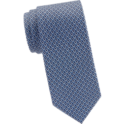 Ferragamo Gancini Print Silk Tie - Navy Blue