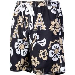 Wes & Willy Black Knights Floral Volley Logo Swim Trunks - Black Army