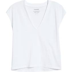 Frame Le Mid Rise V-Neck Tee - Bianco