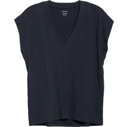 Frame Le Mid Rise V Neck Tee - Navy