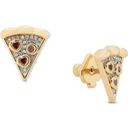 Kate Spade Pizza My Heart Stud Earrings - Gold/Transparent/Red