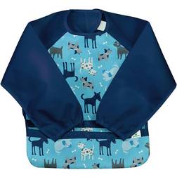 Green Sprouts Snap & Go Easy Wear Long Sleeve Bib Aqua Dogs 12-24 month