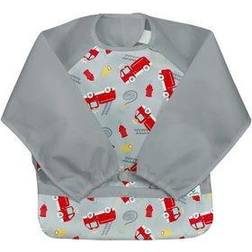 Green Sprouts Snap & Go Easy Wear Long Sleeve Bib Gray Firetruck