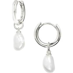 Kendra Scott Baroque Charm Huggie Hoop Earrings - Silver/Pearl