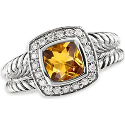 David Yurman Petite Albion Ring - Silver/Diamonds/Citrine