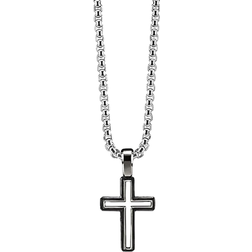 David Yurman Forged Carbon Cross Pendant - Silver/Black