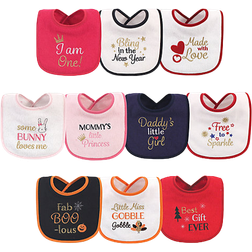 Hudson Drooler Bib Holiday Girl I am One 10-Pack