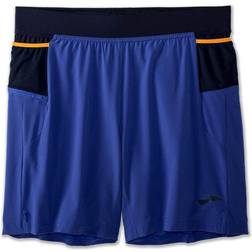 Brooks Sherpa 7" 2-in-1 Shorts Men - Amparo Blue/Navy/Fluoro Orange