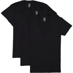 2(X)IST Essential Cotton Slim Fit Deep V Neck T-shirt 3-pack - Black