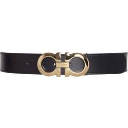 Ferragamo Men's Reversible Double-Gancini Leather Belt - Black