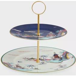 Wedgwood Wonderlust Blue Pagoda 2 Tier Cake Stand Présentoir à gâteau