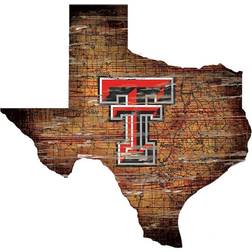 Fan Creations Texas Tech Red Raiders Distressed State with Logo Sign Board