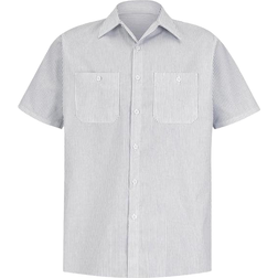 Red Kap Men's Industrial Stripe Work Shirt - White/Charcoal