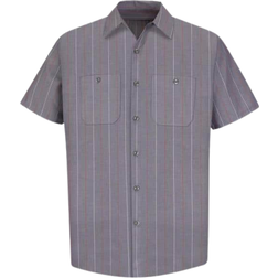 Red Kap Men's Industrial Short Sleeve Stripe Work Shirt - Grey