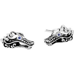 John Hardy Sterling Silver Legends Naga Stud Earrings with Blue Sapphire