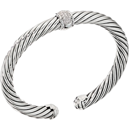 David Yurman Cable Classic Center Station Bracelet - Silver/Diamonds