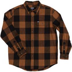 Smith's Workwear Men's Buffalo Pocket Flannel Button-Up Shirt - Copper/Black