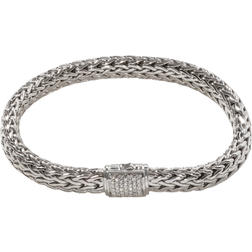 John Hardy Classic Chain Sterling Silver Bracelet with Diamond Pave