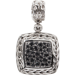 John Hardy Sterling Silver Classic Chain Square Pendant with Black Sapphire