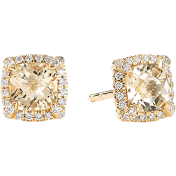 David Yurman Petite Chatelaine Pavé Bezel Stud Earrings - Gold/Diamonds/Citrine