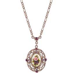 1928 Jewelry Flower Pendant Necklace - Rose Gold/Pink