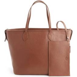 Royce Wide Tote Bag with Wristlet - Tan