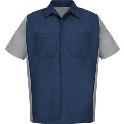 Red Kap Short Sleeve Two Tone Crew Shirt - Navy/Light Grey