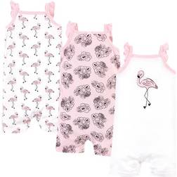 Hudson Baby Cotton Rompers 3-pack - Painted Flamingo (10152663)