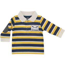 Hudson Rowing LS Striped Polo Shirt - Navy/Yellow Stripe