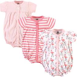 Hudson Baby Cotton Rompers 3-pack - Coral Flamingo (10152748)